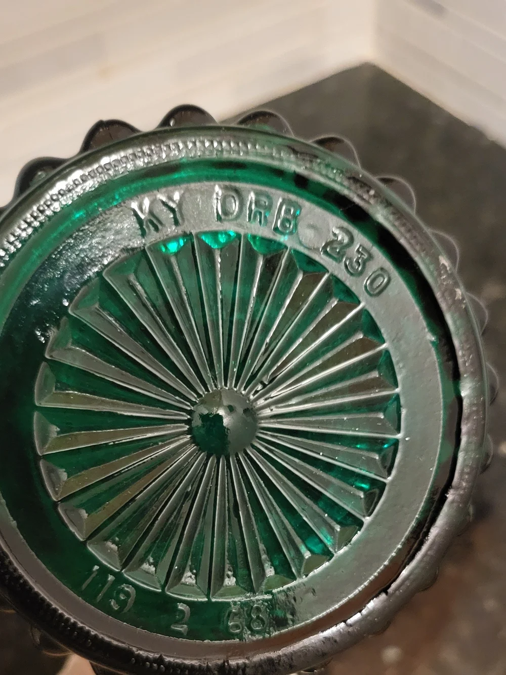 Vintage Jim Beam Emerald Green Collectors Bottle with Cork Glass Stopper